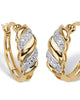Diamond Accent Gold-Plated Banded S-Link Hoop Earrings - thumbnail