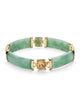 Green Jade Dragon Link Bracelet in Gold-Plated .925 Sterling Silver 7.25" - thumbnail