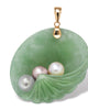 Genuine Jade and Cultured Pearl Shell Pendant in 14k Gold - thumbnail