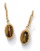 Genuine Oval Tiger's Eye Cabochon Drop Earrings Yellow Gold-Plated - thumbnail