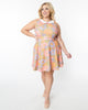 Smak Parlour Avocado Green & Multicolor Daisy Fit & Flare Dress - thumbnail