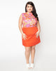 Smak Parlour Orange & Pink Retro Floral Mini Dress - thumbnail