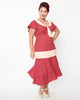 Unique Vintage Dark Rose & Ivory Wilshire Flapper Day Dress - thumbnail