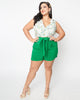 Unique Vintage Green High Waist Tied & True Shorts - thumbnail