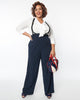 Unique Vintage Navy High Waist Suspender Pants - thumbnail