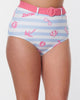Barbie x Unique Vintage Malibu Beach Print Swim Bottoms - thumbnail
