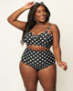 Unique Vintage Black & White Polka Dot High Waist Louise Swim Bottoms - thumbnail
