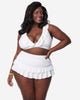Unique Vintage White Ruffle Halter Swim Top - thumbnail