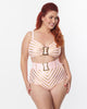 Unique Vintage Pink & Rose Gold Chevron Buckle Swim Top - thumbnail