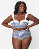 Unique Vintage Navy Gingham & Floral Southampton Swim Top - thumbnail