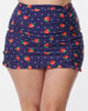 Unique Vintage Navy Strawberry Pin Dot Ruffled Swim Skirt - thumbnail