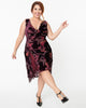 Unique Vintage 1920s Burgundy Velvet Floral Hemingway Flapper Dress - thumbnail