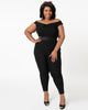 Unique Vintage Black Off Shoulder Gillian Jumpsuit - thumbnail