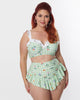 Unique Vintage Green Gingham Floral Southampton Swim Top - thumbnail