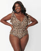Unique Vintage Leopard Print Plunge One Piece Swimsuit - thumbnail