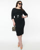 Unique Vintage Black Sleeved Mod Wiggle Dress - thumbnail