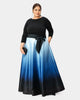 Jersey knit and ombre print dupioni maxi dress - thumbnail