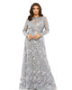 Embellished Illusion Long Sleeve A Line Gown - thumbnail