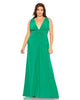 Draped V Neck Sleeveless A Line Gown - thumbnail