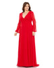Split Puff Sleeve Faux Wrap A Line Gown - thumbnail