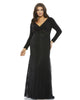 Wrap-Over Long Sleeve Lace Applique Trumpet Gown - thumbnail