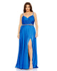 Beaded Belt Faux Wrap A Line Gown - thumbnail
