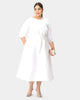 Obi belt dupioni scallop trim boatneck dress - thumbnail