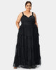 Corset-style sheer tulle maxi tiered dress - thumbnail