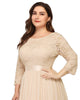 See-Through Floor Length Lace Evening Dress - thumbnail