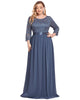 See-Through Floor Length Lace Evening Dress - thumbnail