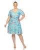 White Mark Floral Short Sleeve Knee Length Dress - thumbnail