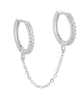 CZ Double Huggie Chain Earring Silver One Size Single - thumbnail