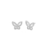 Pavé Baguette Butterfly Stud Earring Silver One Size - thumbnail