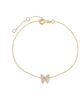 CZ Pave Butterfly Bracelet 14K Gold One Size - thumbnail