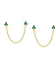 Double Trio Cluster Chain Stud Earring Emerald Green One Size Pair - thumbnail
