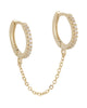 CZ Double Huggie Chain Earring Gold One Size Single - thumbnail