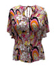 Unique Vintage Pink & Yellow Mod Floral Cecilia Blouse - thumbnail