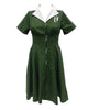 Unique Vintage Green & White Pin Dot Cat Swing Dress - thumbnail