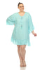 Sheer Embroidered Knee Length Cover Up Dress - thumbnail