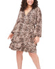 L/S SULTRY SNAKE RUFFLED WRAP FRT DRESS - thumbnail