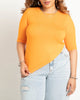 Asymmetrical Hem Elbow Sleeve Tee - thumbnail