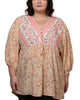Aubree Tunic Baby Doll Top V-Neck Pink - thumbnail