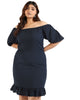 Women Blue Off Shoulder Dresses - thumbnail