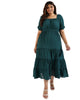 Women Teal Tiered Style Dresses - thumbnail