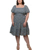 Scarlette Dress Fit Flared Tiered Ditsy Flowers Blue - thumbnail