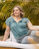 Sophie Floral Top with Split Neck and Tassels - thumbnail