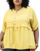 Button-Up Front Ruffle Solid Color Blouse - thumbnail