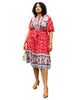 Paisley Floral Boho Print Tie Waist Midi Dress - thumbnail