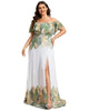 Summer Printed Chiffon Off the Shoulder A-Line Evening Dress - thumbnail