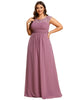 Elegant Chiffon Maxi Evening Dress with Lace Cap Sleeve - thumbnail